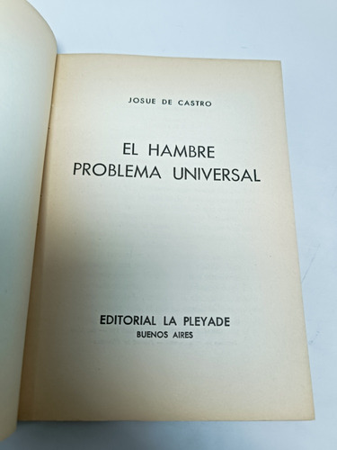 El Hambre Problema Universal La Pléyade Josue De Castro (Usado)