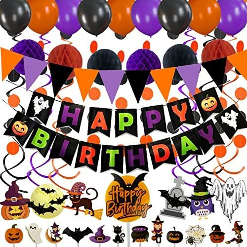 Halloween Feliz Cumpleaños Decoración Fiesta Temática Wk27v