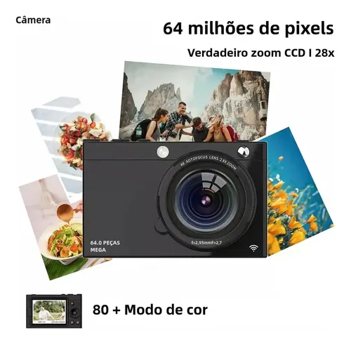 Câmera 4k Hd Digital Com Zoom 28x E Transmissão Wifi Cor Preto