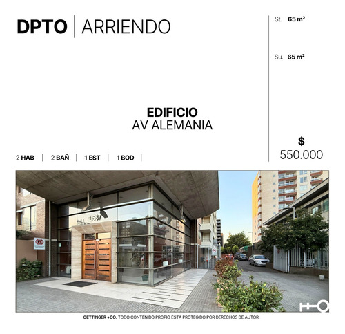 Departamento En Arriendo - Edificio Av. Alemania