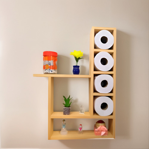 Estante Organizador Madera Nórdico Baño Cocina Living Marrón Claro