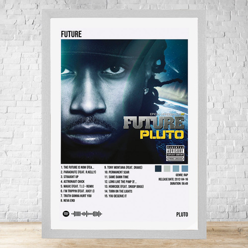 Cuadro Future Pluto 30x40 Con Vidrio Y Marco Madera C350 Blanco Moderno