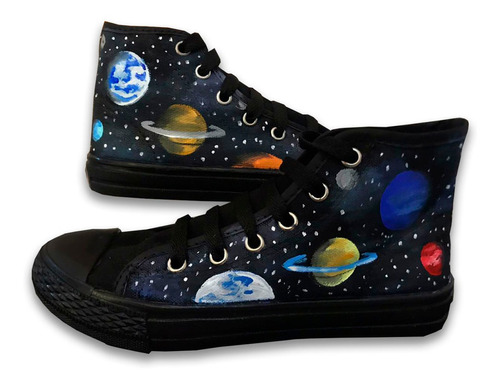 Tenis Pintado A Mano Galaxia Planetas Personalizados 01