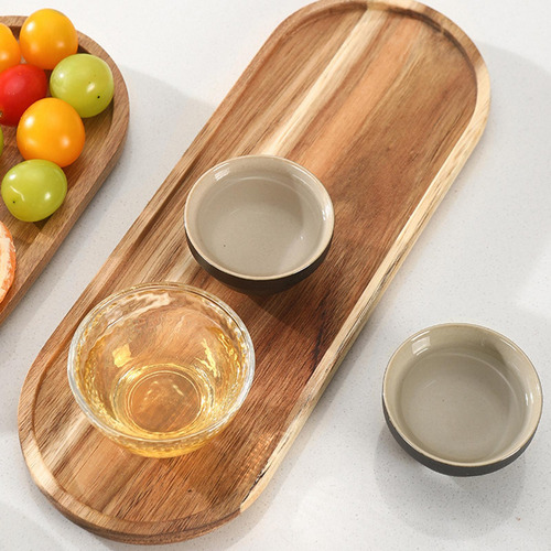 New,. Bandeja De Madera Elegante Para Servir En Ovalado