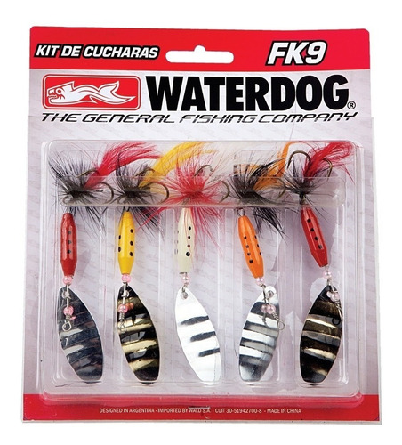 Kit  X 5 Cucharas Pesca C/ Mosca Varios Colores Waterdog Fk9