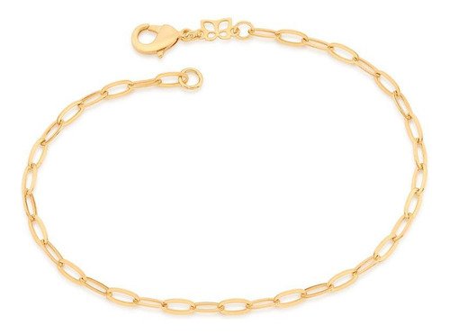 Pulseira Masculina Rommanel Elo Cadeado Oval Folheada Ouro