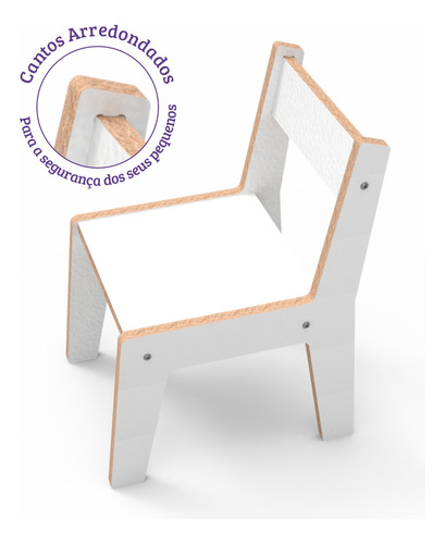Conjunto Mesinha E Cadeirinha Infantil Didática Mdf Branco