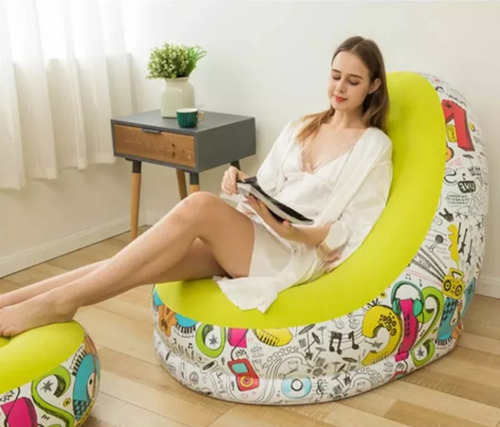 Sofá Tumbona Inflable Con Reposa Pies Y Inflador Incluido