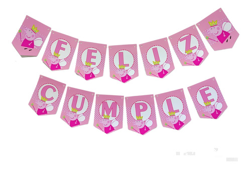 Banderínes Pepa Pig Personalizados Cumpleaños Decoración