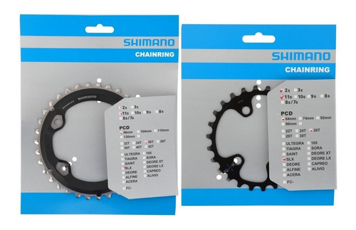 Kit Coroa Shimano Slx Fc M7000 36/26 Bcd Assimétrico 2x11v 