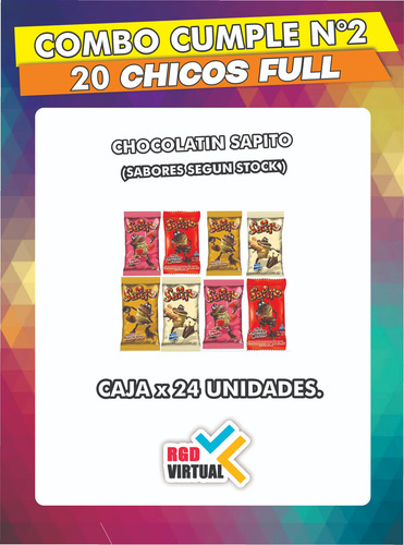 Combo 02 - Golosinas Cumpleaños - 20 Chicos Full - Rgd