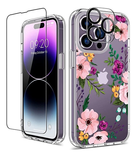 Giika Para Teléfono 14 Pro Funda Con Protector De Pantalla,