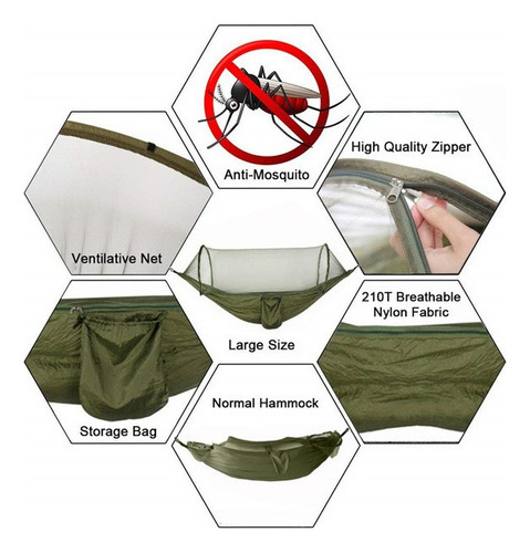 140 X 260 Cm Camping Hamaca Con Mosquitera Hamaca Y