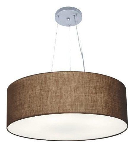 Lustre Pendente Cilíndrico Md-4010 Cúpula em Tecido 60x21cm Café - Bivolt