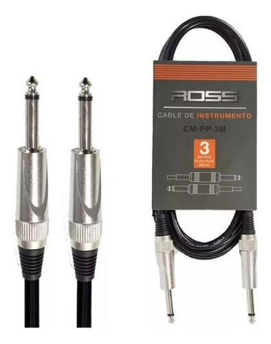 Cable Plug A Plug Ross De 3 Mts Para Guitarra