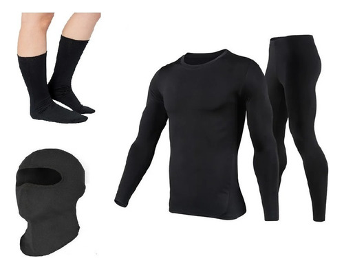 Kit Frio Peluciado Uv50 Blusa Balaclava Ninja Calça + Meia