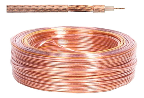 Cabo Coaxial 6mm 95% Malha Cobre Cristal Bobina 100m Telecam