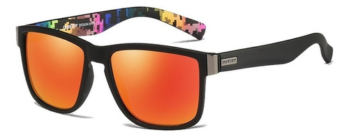 Gafas de sol polarizados Dubery Sol D518 con marco de policarbonato color negro arena, lente naranja de triacetato de celulosa, varilla negra arena de policarbonato