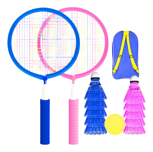 Kit De Badminton Juvenil Com Bolsa De Transporte Azul E Rosa