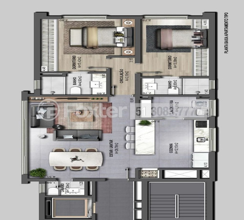 Imagem 1 de 8 de Apartamento, 2 Dormitórios, 110.32 M², Petrópolis - 179160