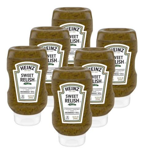 Kit Com 06 Heinz Sweet Relish Molho De Picles 375ml Original