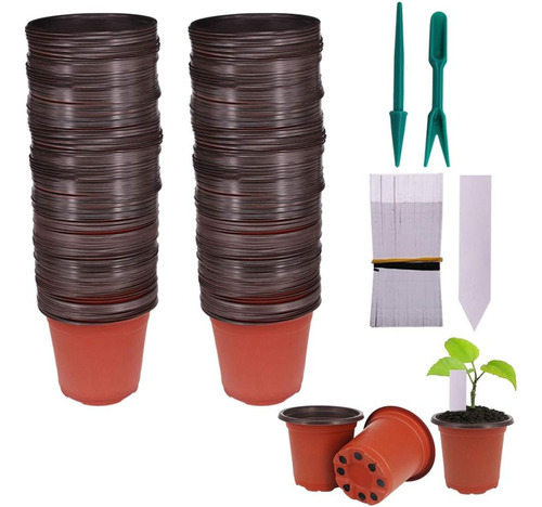 100 Pcs 4  Plastic Seedlings Plants Nursery Pots With 1...