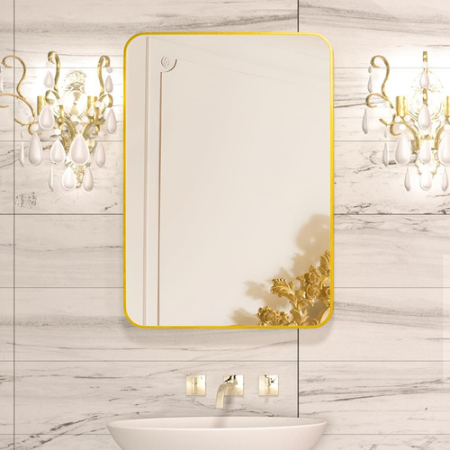 Espejo De Pared Conguiliao De 50 X 71 Cm, Espejo De Baño Dor Marco Dorado