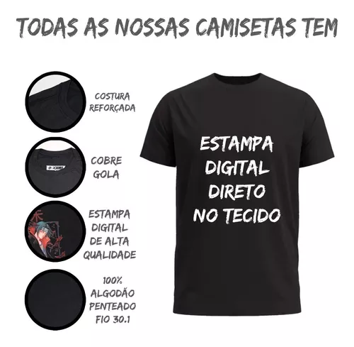 A camiseta Naruto que todo fã do anime precisa ter - Camisetas anime 30.1  penteada e reforçada, 100% algodão estampa no tamanho Gigante!