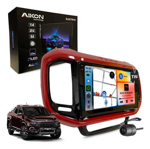 Multimídia Aikon Electron 2+64gb Carplay Fiat Toro 2017-2021