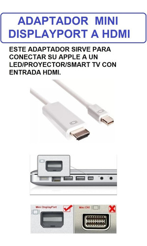 Imagen 5 de 5 de Cable Mini Displayport A Hdmi 180 Cm