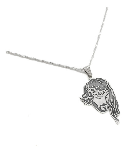 Cadena Y Dije Cara Jesús Corona Espinas Plata 925 Plata 925 55 Cm