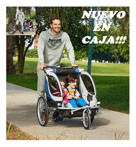 Rin 20 Remolque 2 Niños Carro Bicicleta Azul Getgo En Caja