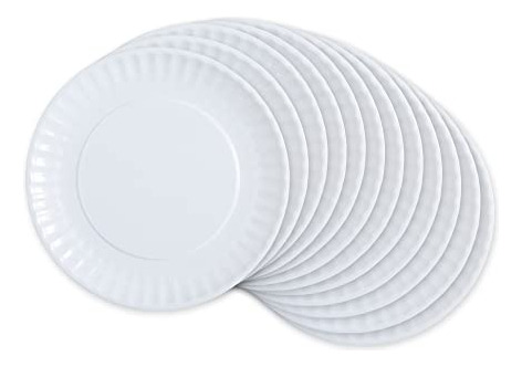 Plato Fiesta/picnic Dii Melamina 9puLG Redondo, Juego 12, Bl