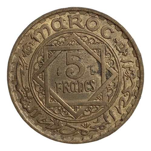 Moneda Marruecos Protectorado Frances 1365-1946 5 Francs #6