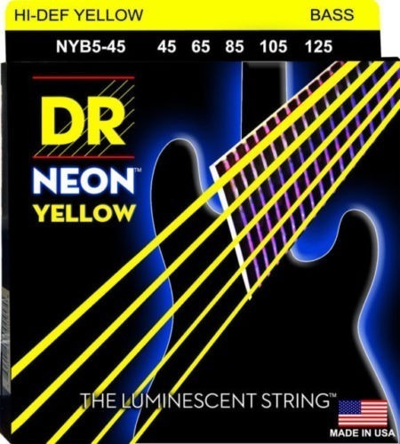 Cuerdas Bajo Eléctrico 5cds 45/125 Neon Yellow Dr Nyb5-45 +