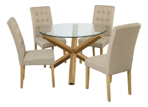 Juego De Comedor 4 Sillas Ziu Beige