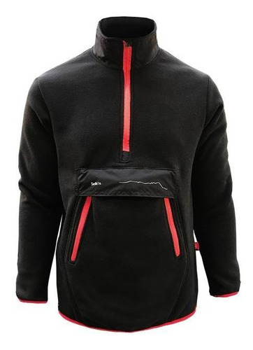 Poleron Polar Selk'n Modelo Anorak'300 Negro Hombre