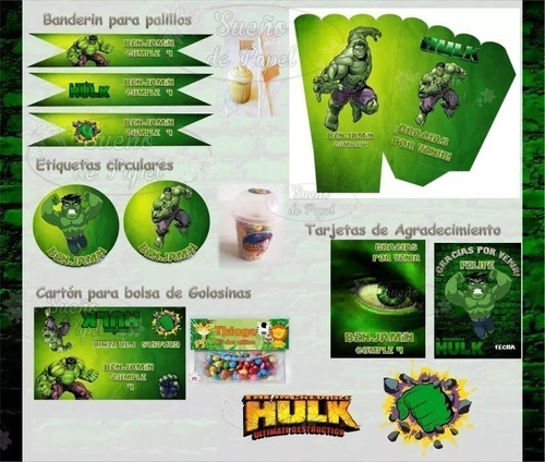 Kit Imprimible Increible Hulk Editable En Power Point