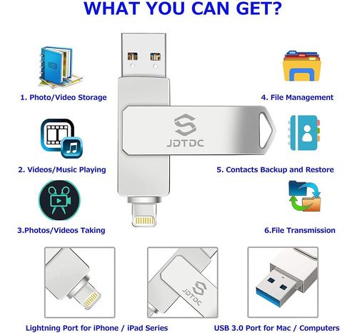 Unidad Flash Usb Jdtdc Photo-stick Para Apple, 128 Gb