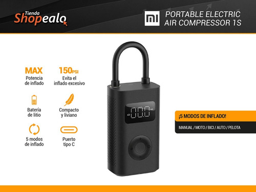 Imagen 2 de 10 de Compresor Xiaomi Portable Electric Air Compressor 1s +cuotas