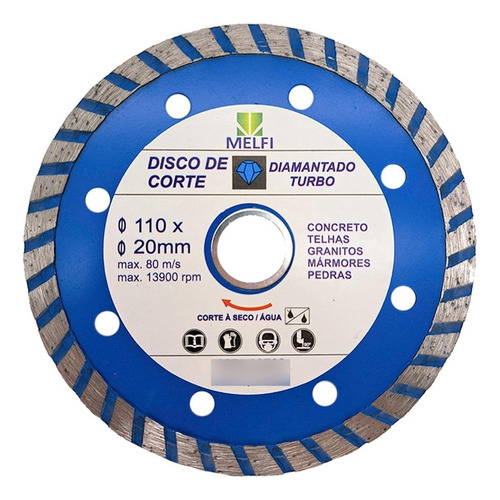 Disco Diamantado Melfi Turbo Seco 110mm X 20mm - 10703