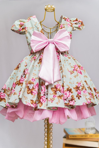 Vestido Infantil Com Laço Nas Costas