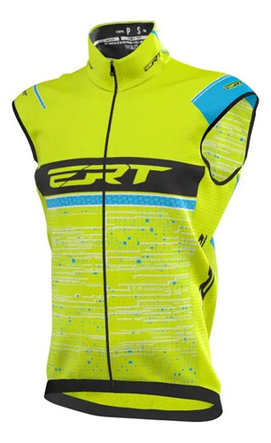 Colete Corta Vento Ciclismo Ert Team Unissex Amarelo/azul