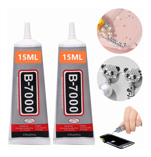 2 Pzas B7000 Pegamento Adhesivo Touch Celular Multiusos 15ml