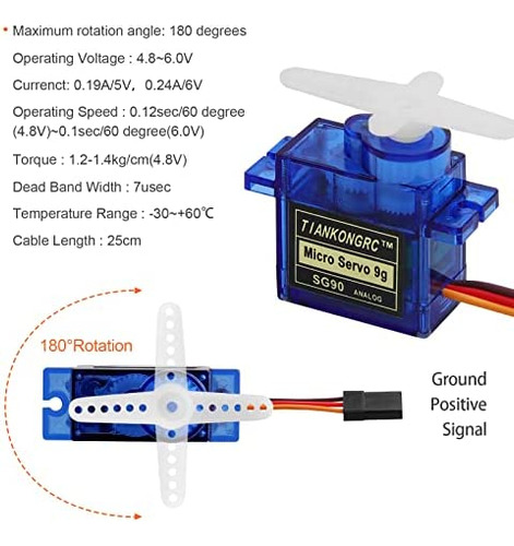 4 Piezas Sg90 9g Micro Servos Para Rc Robot Helicóptero Avió