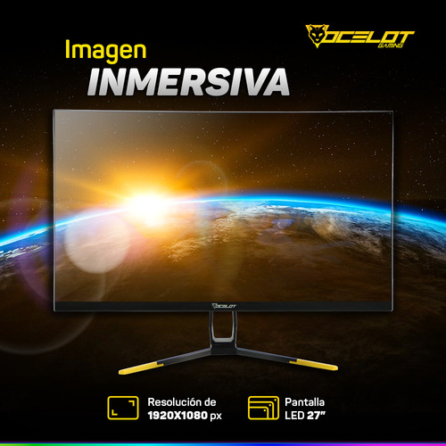 Monitor Gamer Ocelot 27 Fhd 144hz Frameless Vesa 3 Hdmi Negro