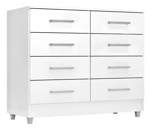 comprar Comoda Grande 8 Gavetas Para Quarto Raissa Com Pés Gaveteiro