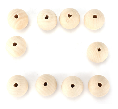Perlas De Madera, 10 Unidades, Redondas, De Color Madera, Mu