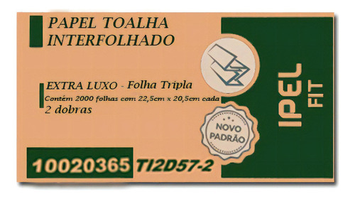 Caixa De Papel Interfolha Folha Tripla 2 Mil Fls 22,5x20,5