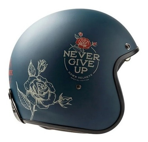 Casco Abierto Hawk 721 Never Give Up Azul Mate - L - Bondio 